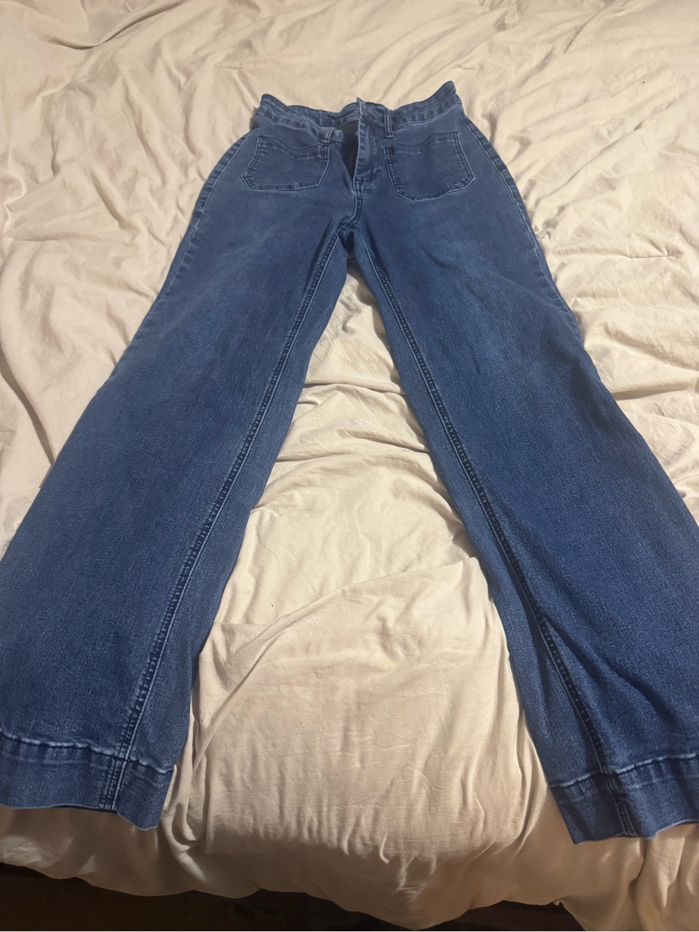 Women's High-Rise Wide-Leg Blue Jeans